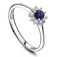 Pan Jewelry, Ring i 925 sølv med blå zirkonia