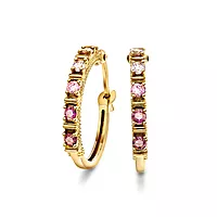 Pan Jewelry, Øreringer i 585 gult gull med rosa stener