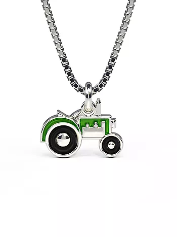 Pie&Per, Smykke i 925 sølv med traktor i grønn emalje