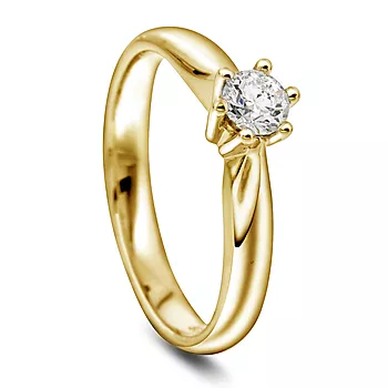 Pan Jewelry, Ingrid enstens ring i 585 gult gull med diamanter 0,30ct W/SI