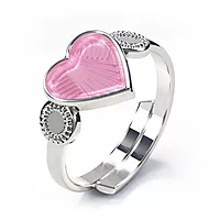 Pia&Per, Ring i sølv med rosa emalje hjerte