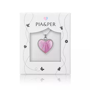 Bilde nummer 2 av Pia&Per, Smykke i 925 sølv med rosa emalje hjerte - Stor