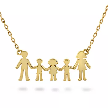 Pan Jewelry, Familiesmykke med mor, far, to sønner og en datter i forgylt 925 sølv