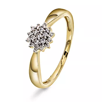 Pan Jewelry, Diamantring i 585 gult gull med rosett 0,12 ct