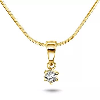 Pan Jewelry, Ingrid enstens anheng i 585 gult gull med diamant 0,10 ct