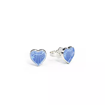 Pia&Per, Øredobber i 925 sølv med blått emalje hjerte