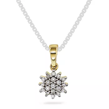 Pan Jewelry, Anheng i 585 gult gull med rosett og diamanter 0,13 ct