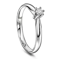 Pan Jewelry, Ingrid enstens ring i 585 hvitt gull med diamant 0,15 ct