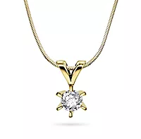 Pan Jewelry, Isabella enstens anheng i 585 gult gull med diamant 0,40 ct WSI