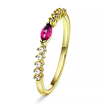 Pan Jewelry, Ring i 925 forgylt sølv med rosa zirkonia