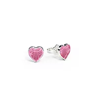 Pia&Per, Øredobber i 925 sølv med rosa emalje hjerte