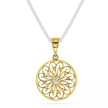 Pan Jewelry, Anheng i 585 gult gull med zirkonia og ornament