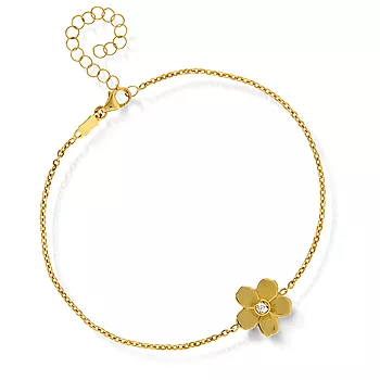 Pan Jewelry, Armbånd i 585 gult gull blomst og zirkonia