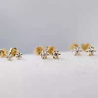 Bilde nummer 5 av Pan Jewelry, Isabella enstens øredobber i 585 gult gull med diamant 0,20 ct WSI