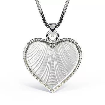 Pia&Per, Smykke i 925 sølv med hvitt emalje hjerte - Stor