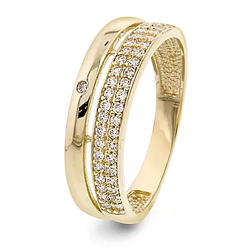 Pan Jewelry, Ring i 585 gult gull med zirkonia