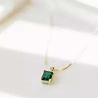 Bilde nummer 5 av Michelle, Smykkesett med diamanter 0,46 ct og hydrotermisk smaragd