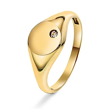 Pan Jewelry, Signetring i 585 gult gull med zirkonia
