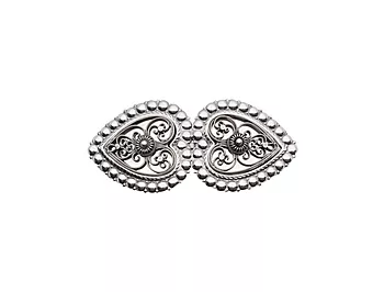 Sylvsmidja, Hårspenne i 830 oksidert sølv med perlekant og kruser