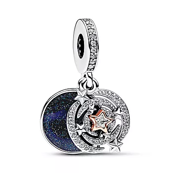 Pandora Moments, Charm i 925 sølv med Tofarget Stjerneskudd
