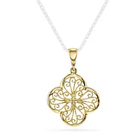 Pan Jewelry, Anheng i 585 gult gull med blomst og ornament