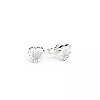 Pia&Per, Øredobber i 925 sølv med hvitt emalje hjerte