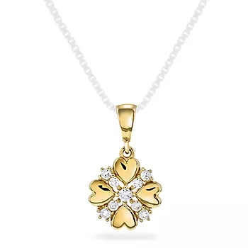 Pan Jewelry, Anheng i 585 gult gull med zirkonia og 4 hjerter
