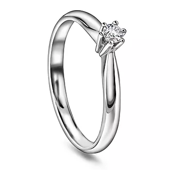 Pan Jewelry, Ingrid enstens ring i 585 hvitt gull med diamant 0,10 ct