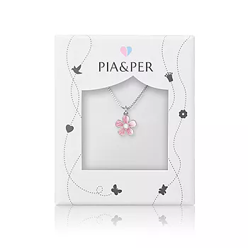 Bilde nummer 2 av Pia&Per, Smykke i 925 sølv med blomst i rosa emalje