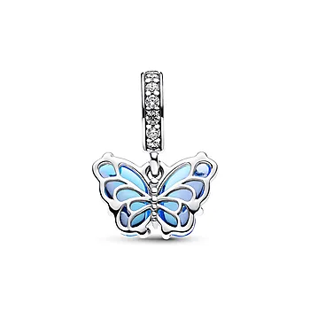 Bilde nummer 2 av Pandora Moments, Charm i 925 sølv med blå muranoglass sommerfugl