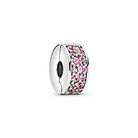 Pandora, Charm i 925 sølv med rosa pavé klemmecharm