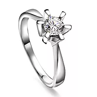 Pan Jewelry, Isabella enstens ring i 585 hvitt gull med diamant 0,50 ct WSI
