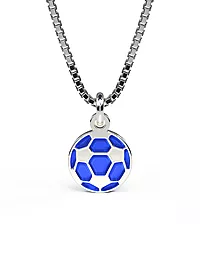 Pia&Per, Smykke i 925 sølv med fotball i blå og hvit emalje