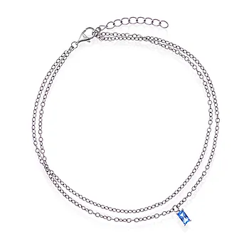 Ankelkjede i sølv med blå zirkonia 25 cm - Rhodinert L:22+3 cm H:5 mm B:3 mm