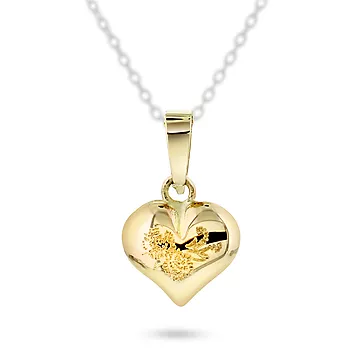 Pan Jewelry, Anheng i 585 gult gull med hjerte og gravert dekor