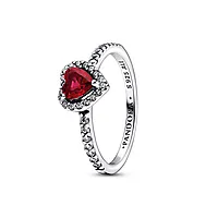 Pandora Timeless, Ring i 925 sølv med hevet rødt hjerte
