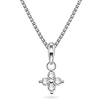Pan Jewelry, Blomst smykke i 925 rhodinert sølv med zirkonia