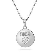 Pan Jewelry, Smykke i 925 sølv med hvite zirkonia og teksten "FOREVER FRIENDS"