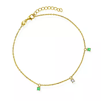 Pan Jewelry, Ankelkjede i 925 forgylt med zirkonia, 25 cm