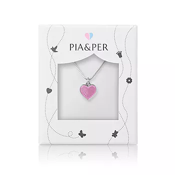 Bilde nummer 2 av Pia&Per, Smykke i 925 sølv med rosa emalje hjerte - Liten