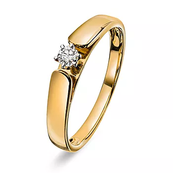 Pan Jewelry, Ring i 585 gult gull med diamant 0,10 ct