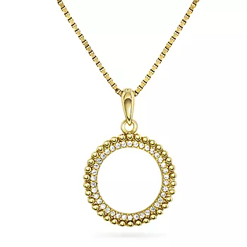 Pan Jewelry, Smykke med sirkelsymbol i 925 forgylt sølv med zirkonia
