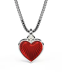 Pia&Per, Smykke i 925 sølv med rødt emalje hjerte - Liten