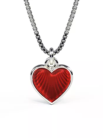 Pia&Per, Smykke i 925 sølv med rødt emalje hjerte - Liten