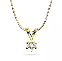 Pan Jewelry, Isabella enstens anheng i 585 gult gull med diamant 0,15 ct WSI