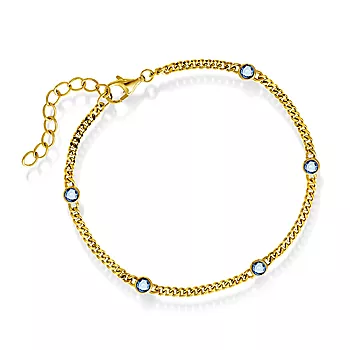 Pan Jewelry, Armbånd i forgylt 925 sølv med lyse blå zirkonia