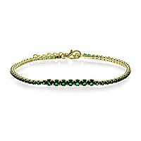 Pan Jewelry, Armbånd i forgylt 925 sølv med grønne zirkonia
