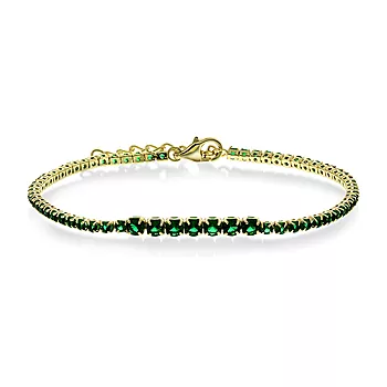 Pan Jewelry, Armbånd i forgylt 925 sølv med grønne zirkonia