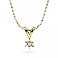 Pan Jewelry, Isabella enstens anheng i 585 gult gull med diamant 0,10 ct WSI