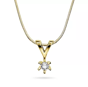 Pan Jewelry, Isabella enstens anheng i 585 gult gull med diamant 0,10 ct WSI